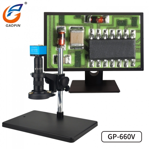 草莓视频官网（pǐn）原裝GP-660V 電子（zǐ）顯微鏡高清工業專業高倍（bèi）測量視頻顯微鏡連接電腦（nǎo） CCD手機電路板維修放大3000/1000/倍